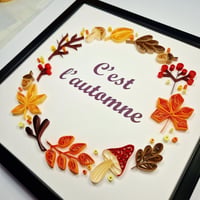 Tableau quilling automne kit diy tuto modele feuille champignon gland fall