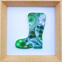 Tableau quilling botte kit jardin jardinage fleur vert bande papier roule