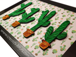 Tableau quilling cactus papier roule loisirs creatifs eugenie vert