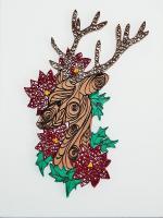 Tableau quilling cerf aux poinsettias loisirs creatifs