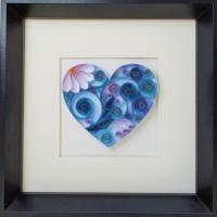 Tableau quilling coeur heart bleu fleur diy bande papier roule paperolles loisirs creatifs spirale