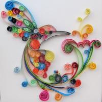 Tableau quilling colibri loisirs creatifs 1