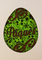 Tableau quilling oeuf de paques bande de papier blanc vert marron loisir creatif eugenie paerolles diy