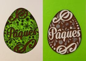 Tableau quilling oeuf de paques comparaison des couleurs bande de papier blanc vert marron loisir creatif eugenie paerolles diy