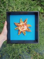 Tableau quilling soleil tuto modele facile bande papier roule spirale jaune orange bleu loisir creatif eugenie