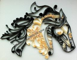 Tableau quilling tete de cheval les loisir creatif d eugenie 1