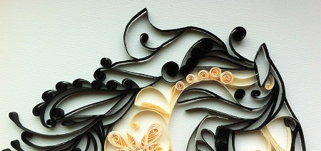Tableau quilling tete de cheval loisirs creatif eugenie detail 2