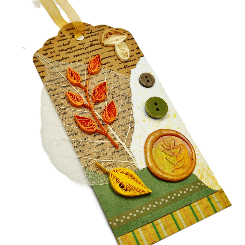 Tag automne scrap quilling feuille diy modele kit
