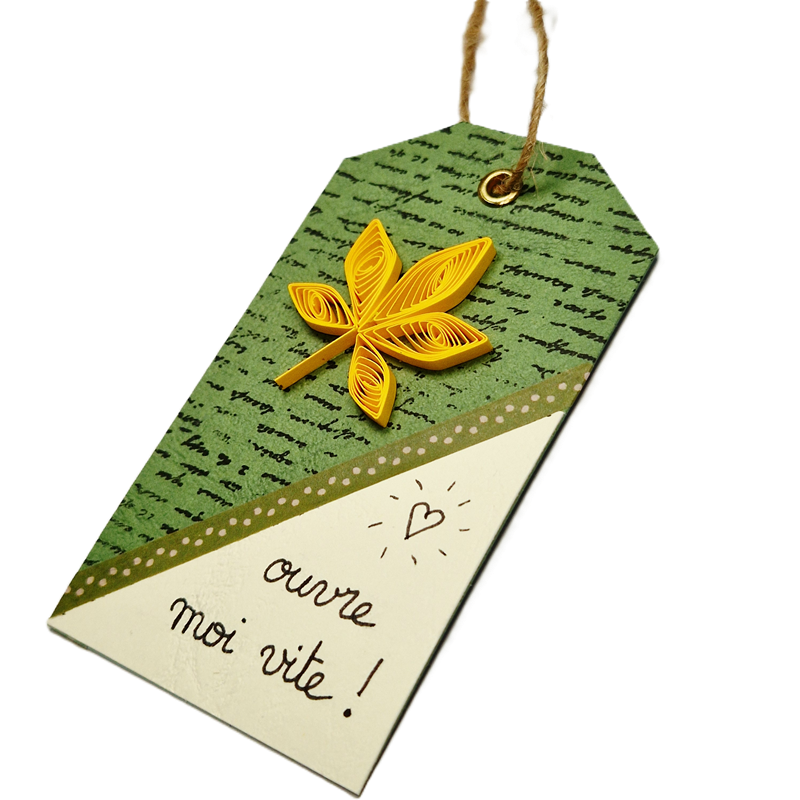 Tag automne scrap quilling feuille erable modele loisirs creatif eugenie