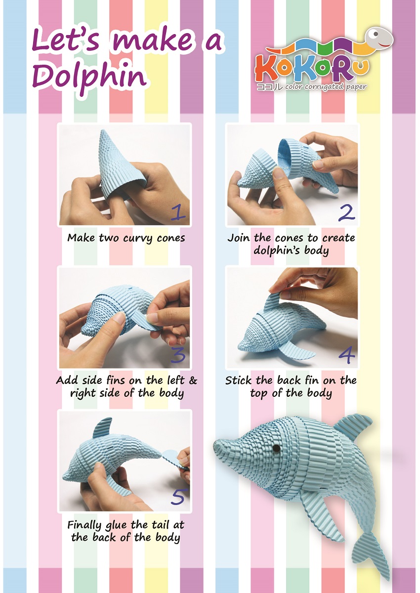 Tuto dauphin carton ondule quilling enfant loisir creatif
