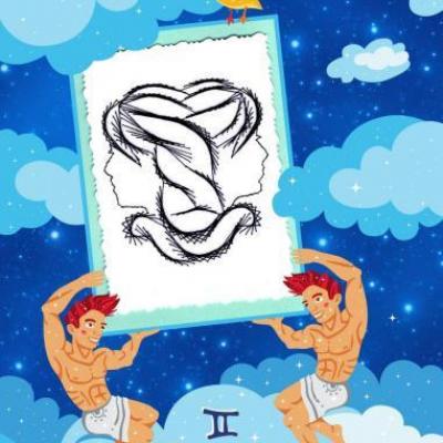 Zodiac gemaux signe zodiaque broderie papier carte a broder tableau fil tendu string art diy loisirs creatifs
