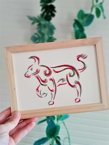 Zodiac taureau signe sodiaque broderie papier carte a broder tableau fil tendu string art diy loisirs creatifs