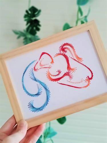 Zodiac verseau signe zodiaque eau amphore broderie papier tableau fil tendu string art diy loisirs creatifs